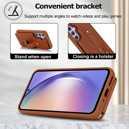 For Samsung Galaxy S25+ 5G Wristband Vertical Flip Wallet Back Cover Phone Case with Long Lanyard(Brown) - Galaxy S25+ 5G Cases by buy2fix | Online Shopping UK | buy2fix