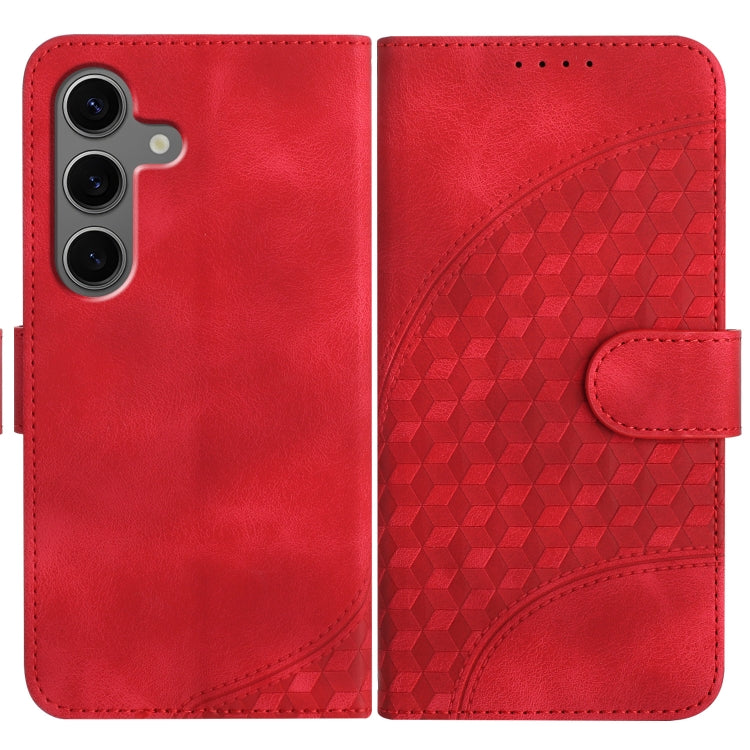 For Samsung Galaxy S25+ 5G YX0060 Elephant Head Embossed Phone Leather Case with Lanyard(Red) - Galaxy S25+ 5G Cases by buy2fix | Online Shopping UK | buy2fix