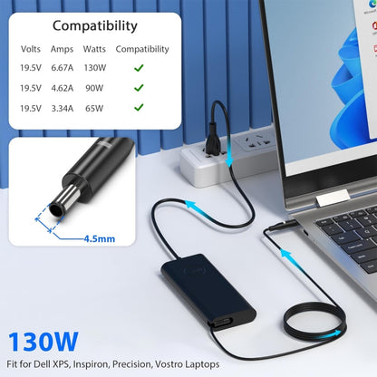 130W 19.5V 6.67A  Laptop Notebook Power Adapter For Dell 4.5 x 3.0, Plug:EU Plug - For Dell by buy2fix | Online Shopping UK | buy2fix