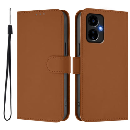 For Boost MobIle Celero 5G 2024 / 3 5G Skin Feel Solid Color Leather Phone Case with Lanyard(Brown) - More Brand by buy2fix | Online Shopping UK | buy2fix