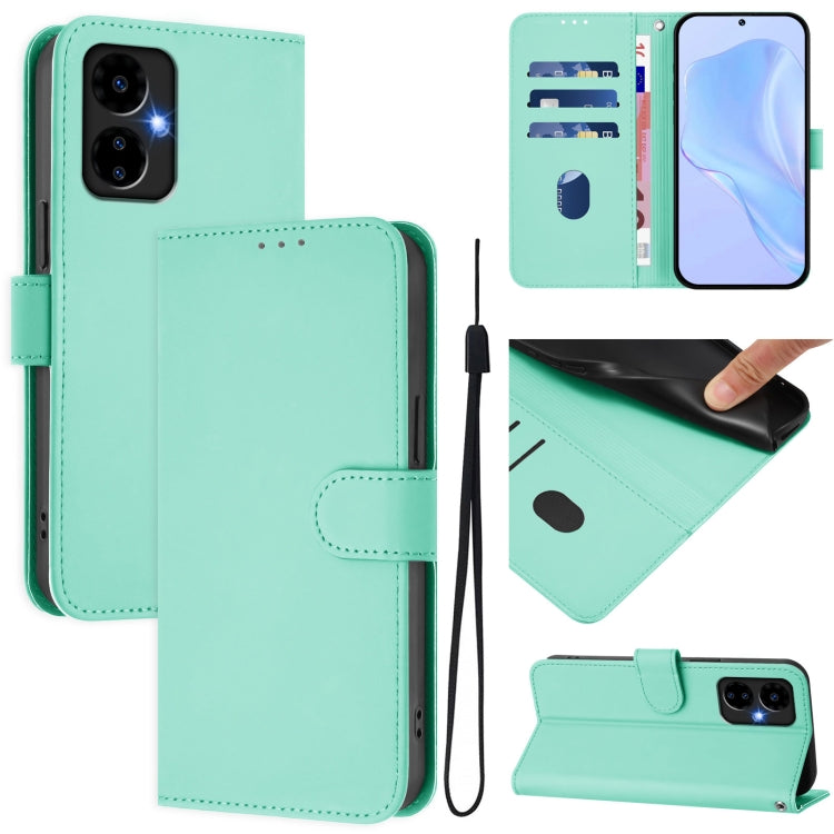 For Boost MobIle Celero 5G 2024 / 3 5G Skin Feel Solid Color Leather Phone Case with Lanyard(Mint Green) - More Brand by buy2fix | Online Shopping UK | buy2fix