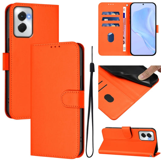 For Motorola Moto G Power 5G 2024 Skin Feel Solid Color Leather Phone Case with Lanyard(Orange) - Motorola Cases by buy2fix | Online Shopping UK | buy2fix