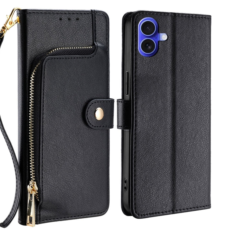 For iPhone 16 Plus Zipper Bag Leather Phone Case(Black) - iPhone 16 Plus Cases by buy2fix | Online Shopping UK | buy2fix