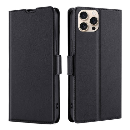 For iPhone 16 Pro Max Ultra-thin Voltage Side Buckle Horizontal Flip Leather Phone Case(Black) - iPhone 16 Pro Max Cases by buy2fix | Online Shopping UK | buy2fix