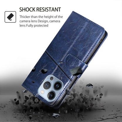 For iPhone 16 Geometric Stitching Leather Phone Case(Blue) - iPhone 16 Cases by buy2fix | Online Shopping UK | buy2fix