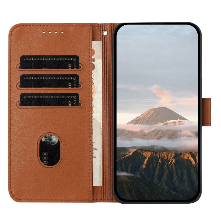 For OnePlus 12 Triangle Pattern Buckle Clasp Leather Phone Case(Brown) - OnePlus Cases by buy2fix | Online Shopping UK | buy2fix