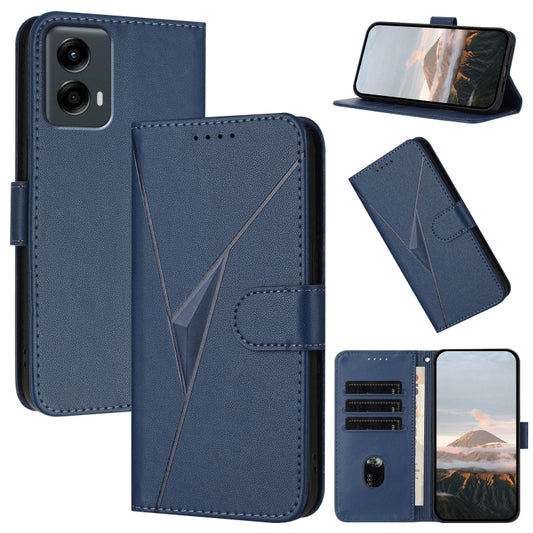 For Motorola Moto G 5G 2024 Triangle Pattern Buckle Clasp Leather Phone Case(Royal Blue) - Motorola Cases by buy2fix | Online Shopping UK | buy2fix