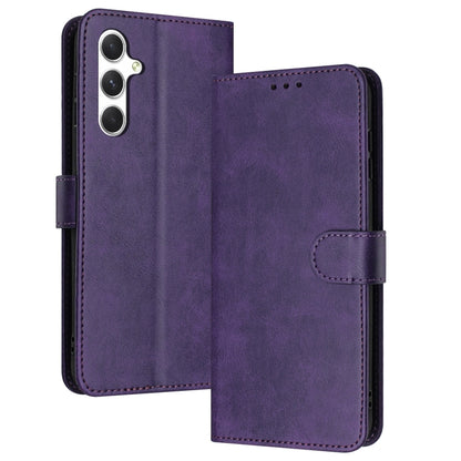 For Samsung Galaxy S25 / S24 5G Solid Calf Texture Flip Leather Phone Case(Purple) - Galaxy S25 5G Cases by buy2fix | Online Shopping UK | buy2fix