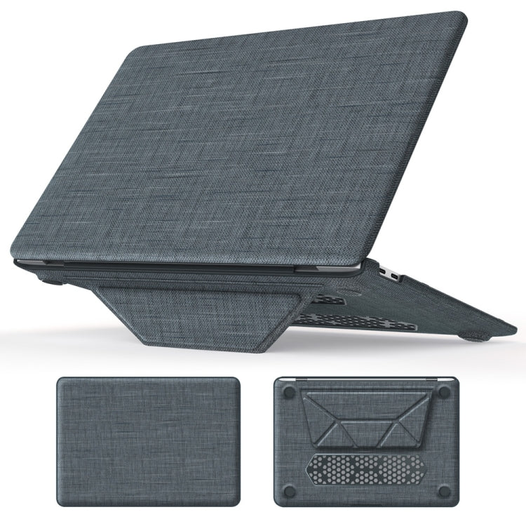 For MacBook Air 13.3 inch A2337 Fabric Magnetic Holder Laptop Protective Case(Grey) - MacBook Air Cases by buy2fix | Online Shopping UK | buy2fix