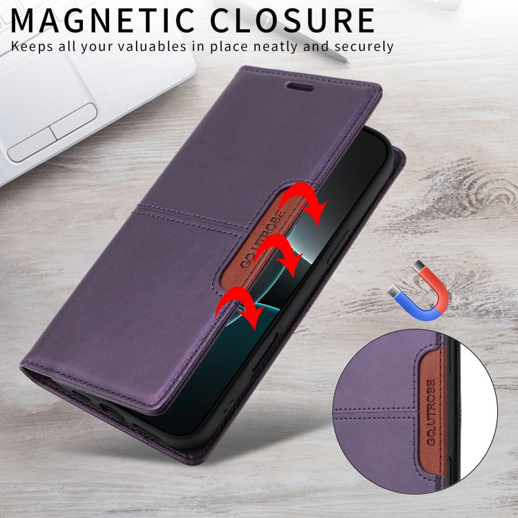 For iPhone 16 Pro Max GQUTROBE G01 RFID Anti-theft Leather Phone Case(Purple) - iPhone 16 Pro Max Cases by GQUTROBE | Online Shopping UK | buy2fix