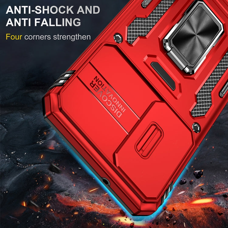 For Samsung Galaxy S25+ 5G Armor PC Hybrid TPU Camera Shield Phone Case(Red) - Galaxy S25+ 5G Cases by buy2fix | Online Shopping UK | buy2fix