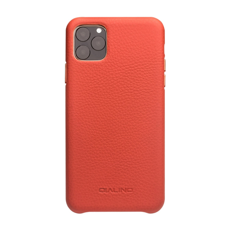 For iPhone 11 Pro Max QIALINO Shockproof Top-grain Leather Protective Case(Orange) - iPhone 11 Pro Max Cases by QIALINO | Online Shopping UK | buy2fix