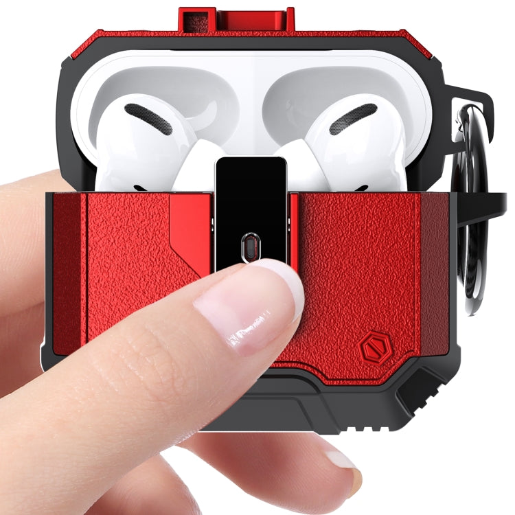 For AirPods 4 Non-slip  Armor Shockproof Earphones Case with Hook(Red) - For AirPods 4 by buy2fix | Online Shopping UK | buy2fix