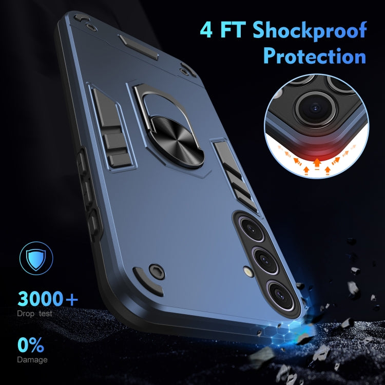 For Samsung Galaxy S25+ 5G Shockproof Metal Ring Holder Phone Case(Blue) - Galaxy S25+ 5G Cases by buy2fix | Online Shopping UK | buy2fix