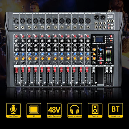 XTUGA CT120X 12-Channels Audio Mixer DJ Mixing Console with 48V Power Supply(EU Plug) - Live Sound Effects Processors by XTUGA | Online Shopping UK | buy2fix