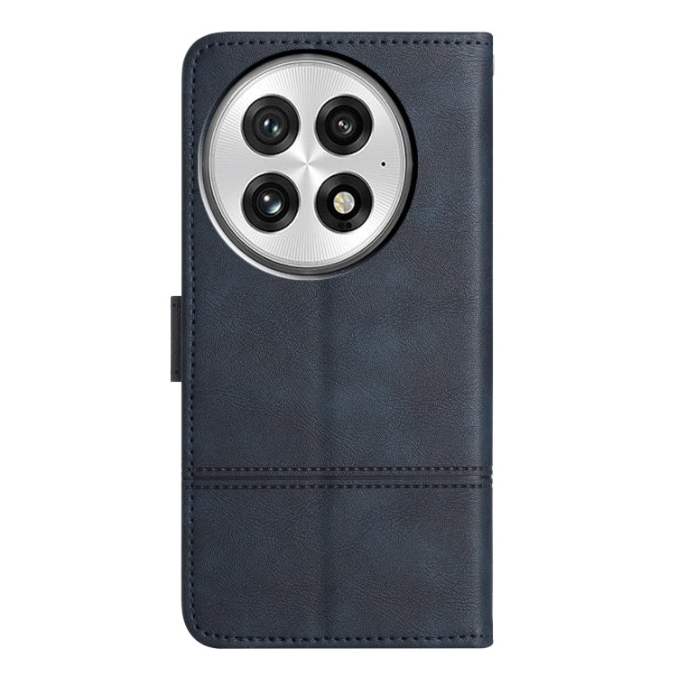 For OnePlus 13 Cowhide Texture Stitching Leather Phone Case(Dark Blue) - OnePlus Cases by buy2fix | Online Shopping UK | buy2fix