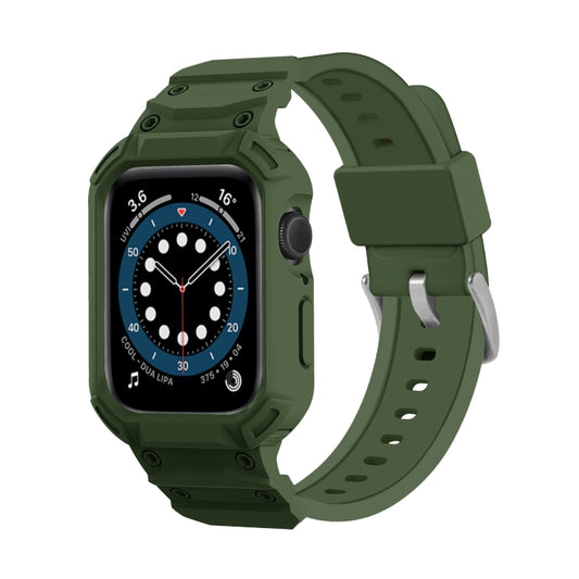 For Apple Watch Series 10 46mm Armor TPU Case Integrated Watch Band(Army Green) - Watch Cases by buy2fix | Online Shopping UK | buy2fix