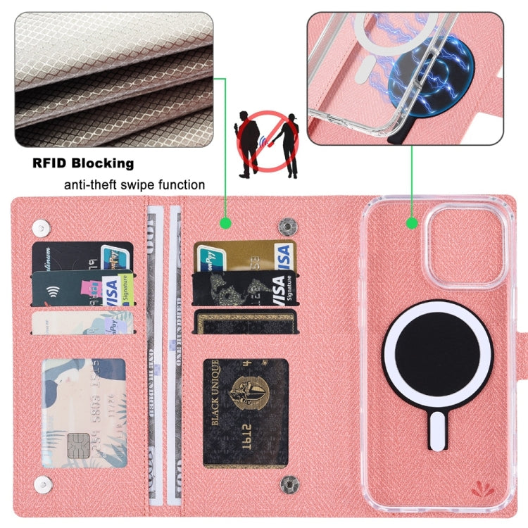 For iPhone 16 Pro ViLi GBS-C Series MagSafe Magnetic RFID Leather Flip Phone Case(Pink) - iPhone 16 Pro Cases by ViLi | Online Shopping UK | buy2fix