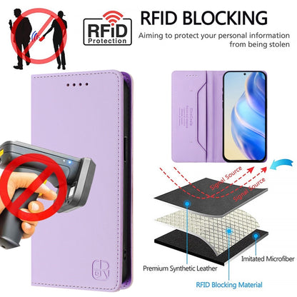 For Samsung Galaxy S24+ / S25+ 5G RC01 Dual-Folded Magnetic Suction RFID Leather Phone Case(Light Purple) - Galaxy S25+ 5G Cases by buy2fix | Online Shopping UK | buy2fix