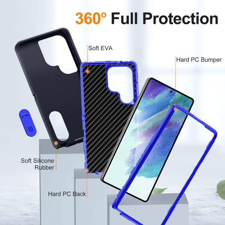 For Samsung Galaxy S25 Ultra 5G Rugged PC Hybrid Silicone Phone Case with Holder(Dark Blue+Royal Blue) - Galaxy S25 Ultra 5G Cases by buy2fix | Online Shopping UK | buy2fix