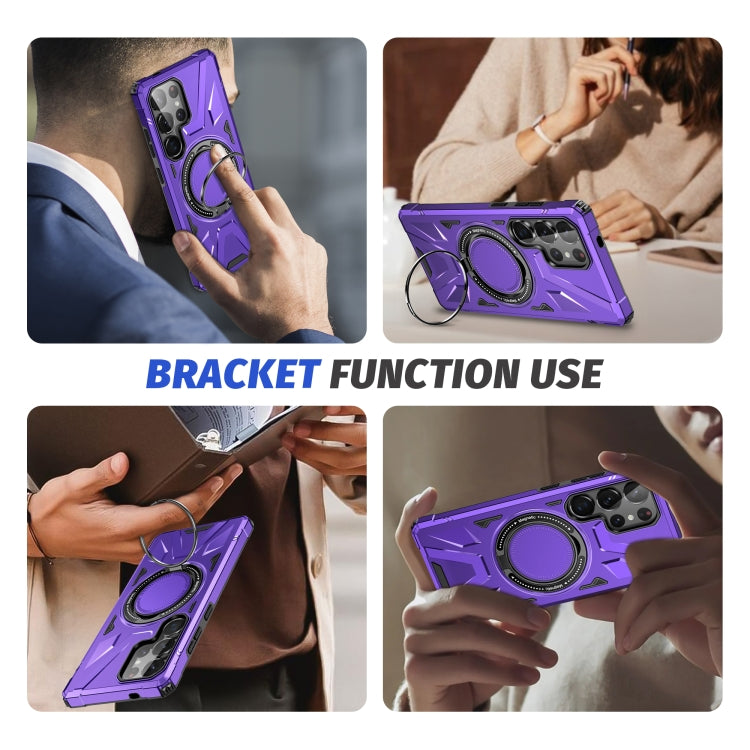 For Samsung Galaxy S25 Ultra 5G MagSafe Magnetic Shockproof Phone Case with Ring Holder(Purple) - Galaxy S25 Ultra 5G Cases by buy2fix | Online Shopping UK | buy2fix