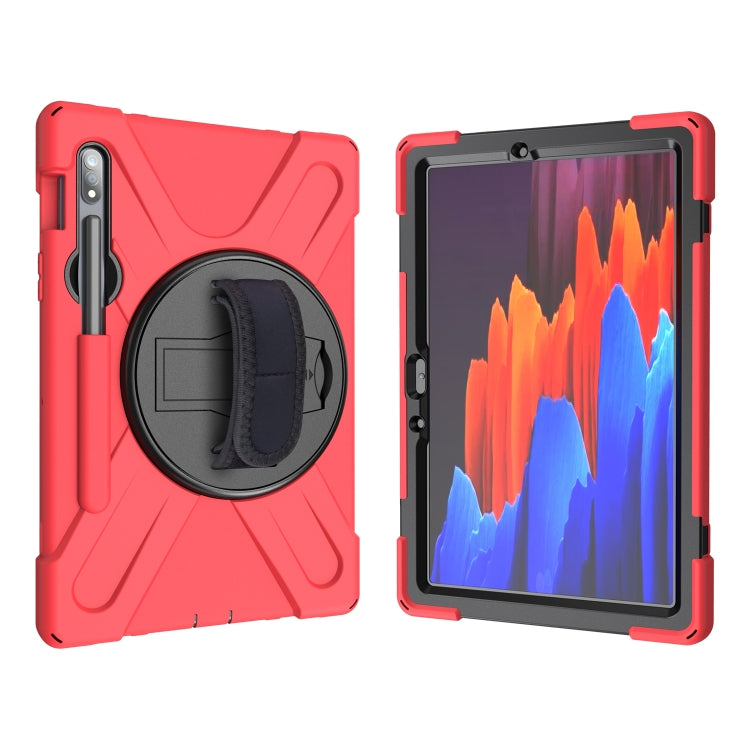 For Samsung Galaxy Tab S9 / Galaxy Tab S8 / Galaxy Tab S7 (2020) T870 Shockproof Colorful Silicone + PC Protective Case with Holder & Shoulder Strap & Hand Strap & Pen Slot(Red) - Galaxy Tab S8 Cases by buy2fix | Online Shopping UK | buy2fix