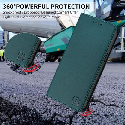 For OnePlus 12 Global RC01 Dual-Folded Magnetic Suction RFID Leather Phone Case(Dark Green) - OnePlus Cases by buy2fix | Online Shopping UK | buy2fix