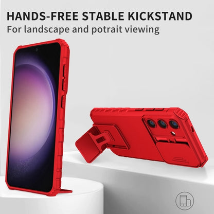 For Samsung Galaxy S25 5G Stereoscopic Holder Sliding Camshield Phone Case(Red) - Galaxy S25 5G Cases by buy2fix | Online Shopping UK | buy2fix