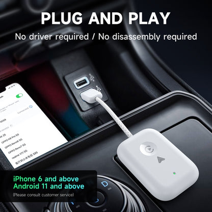 2 in 1 Apple CarPlay / Android Auto USB, Type-C Dual Ports Wired to Wireless CarPlay Adapter(Silver) - Bluetooth Adapters by buy2fix | Online Shopping UK | buy2fix