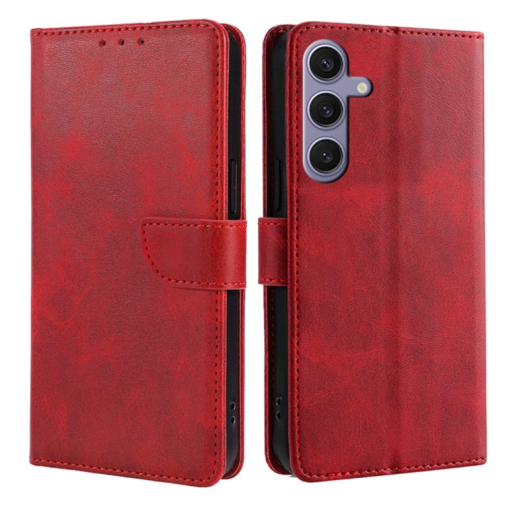 For Samsung Galaxy S25 Ultra 5G Calf Texture Buckle Flip Leather Phone Case(Red) - Galaxy S25 Ultra 5G Cases by buy2fix | Online Shopping UK | buy2fix