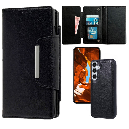 For Samsung Galaxy S25 5G Multifunctional 7-Card Wallet Leather Phone Case(Black) - Galaxy S25 5G Cases by buy2fix | Online Shopping UK | buy2fix