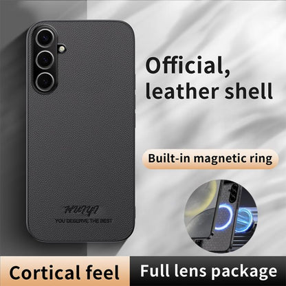 For Samsung Galaxy S25+ 5G HUIYI Leather Magnetic Phone Case(White) - Galaxy S25+ 5G Cases by buy2fix | Online Shopping UK | buy2fix