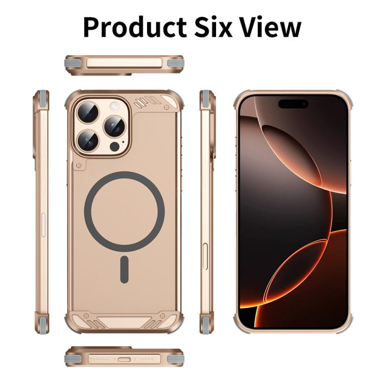 For iPhone 16 Pro R-JUST RJ63 Frameless Aroma Mecha MagSafe Phone Case(Desert Gold) - iPhone 16 Pro Cases by R-JUST | Online Shopping UK | buy2fix