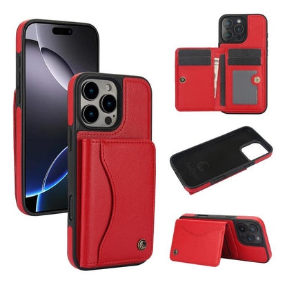 For iPhone 16 Pro Max AwQuer Horizontal Flip Card Bag Holder Leather Phone Case(Red) - iPhone 16 Pro Max Cases by Awquer | Online Shopping UK | buy2fix