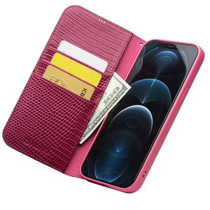 For iPhone 12 Pro Max QIALINO Crocodile Texture Horizontal Flip Leather Case with Card Slots & Wallet(Rose Red) - iPhone 12 Pro Max Cases by QIALINO | Online Shopping UK | buy2fix