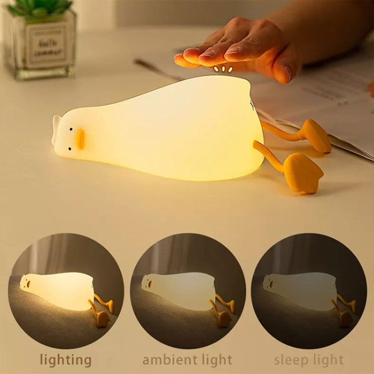 1W USB Charging LED Lie Flat Duck Silicone Touch Sensing Night Light - Night Lights by buy2fix | Online Shopping UK | buy2fix