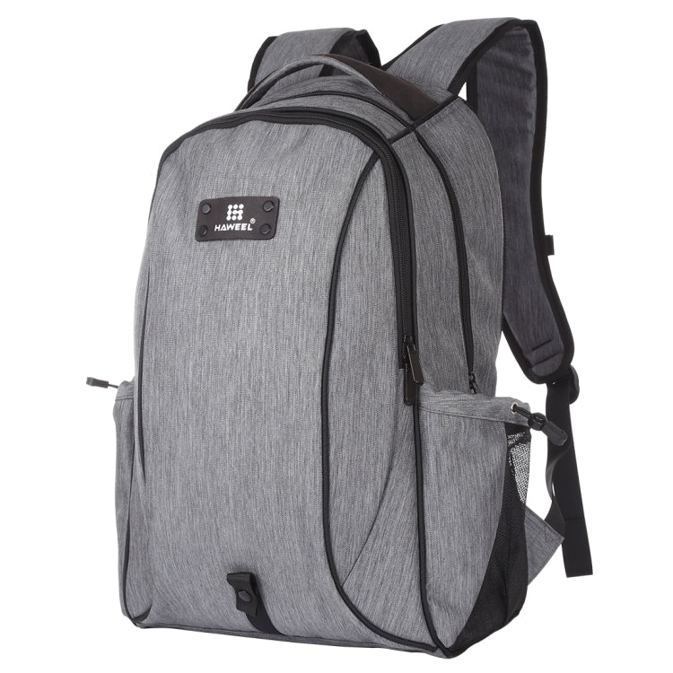 HAWEEL 14W Foldable Removable Solar Power Outdoor Portable Canvas Dual Shoulders Laptop Backpack, USB Output: 5V 2.1A Max(Grey) - Backpack by HAWEEL | Online Shopping UK | buy2fix