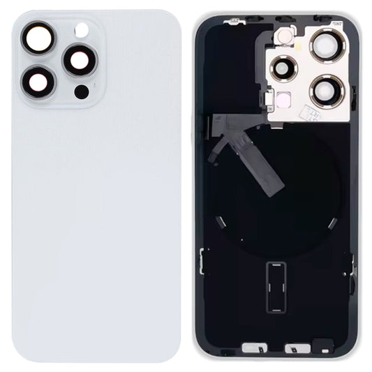 For iPhone 15 Pro Glass Battery Back Cover with Flash Bracket + Wireless Charging Module(White) - Back Cover by buy2fix | Online Shopping UK | buy2fix