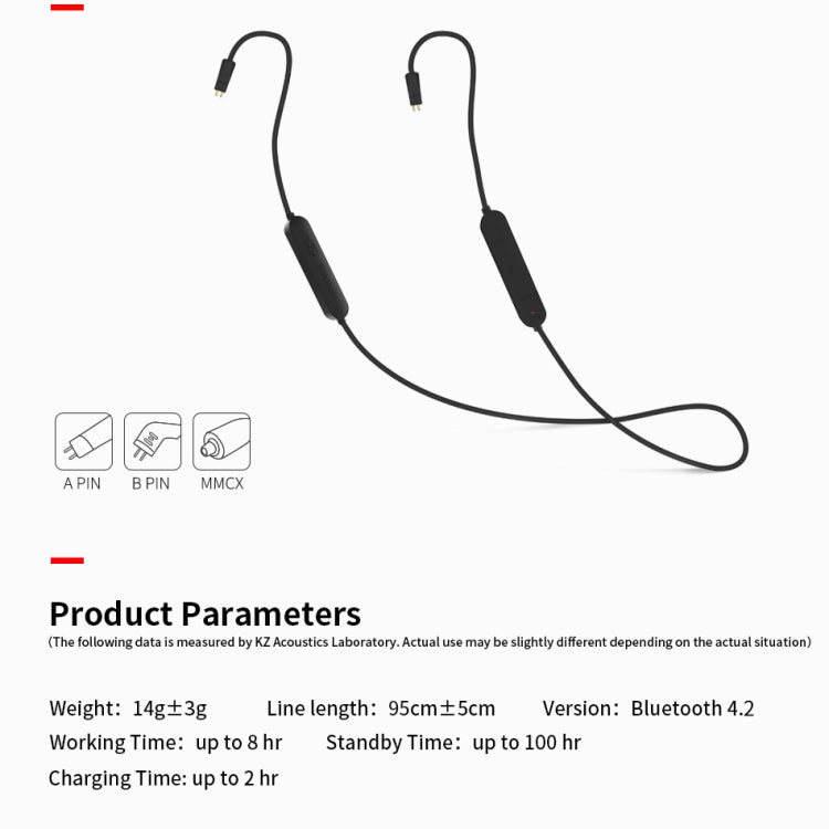 KZ Waterproof High Fidelity Bluetooth Upgrade Cable for KZ ZST / ZS10 / ES4 / ES3 / ZSR Earphones(Black) - Cable & Splitter by KZ | Online Shopping UK | buy2fix