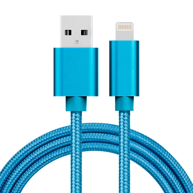 1m 3A Woven Style Metal Head 8 Pin to USB Data / Charger Cable(Blue) - Normal Style Cable by buy2fix | Online Shopping UK | buy2fix