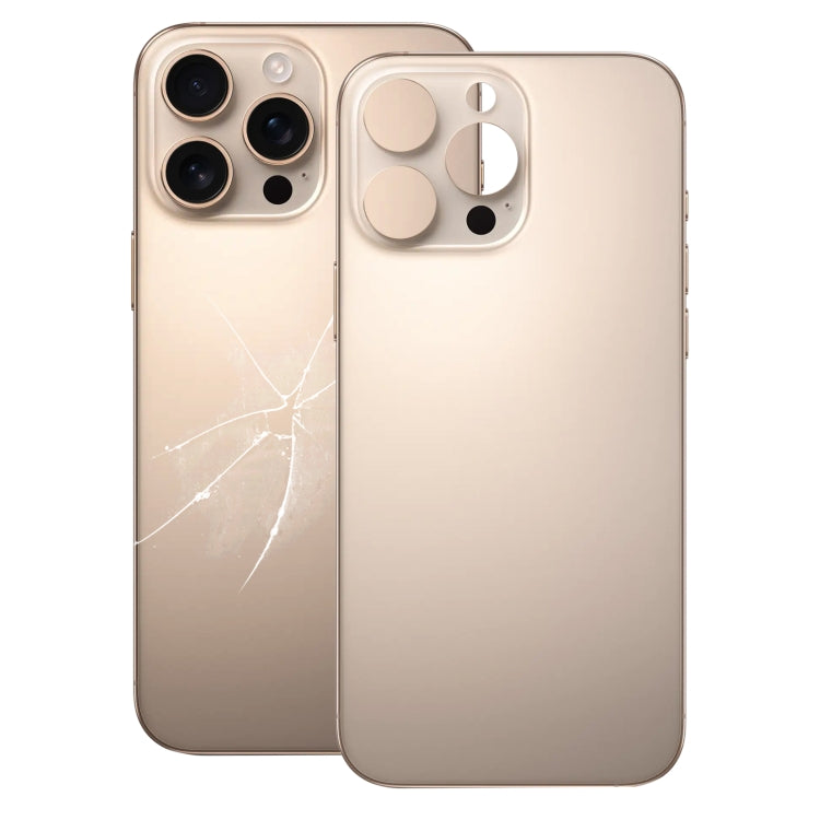 For iPhone 16 Pro Max Easy Replacement Big Camera Hole Glass Back Battery Cover(Gold) -  by buy2fix | Online Shopping UK | buy2fix