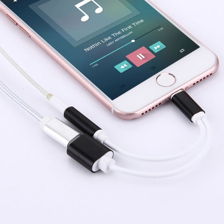 10cm 8 Pin Female & 3.5mm Audio Female to 8 Pin Male Charger&#160;Adapter Cable, Support All IOS Systems(Black) - Earphone Adapter by buy2fix | Online Shopping UK | buy2fix