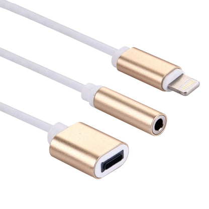 10cm 8 Pin Female & 3.5mm Audio Female to 8 Pin Male Charger&#160;Adapter Cable, Support All IOS Systems(Gold) - Earphone Adapter by buy2fix | Online Shopping UK | buy2fix