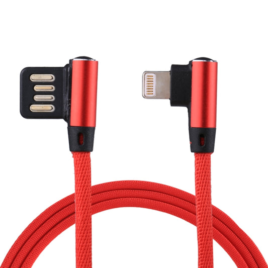 1m 2.4A Output USB to 8 Pin Double Elbow Design Nylon Weave Style Data Sync Charging Cable(Red) - Normal Style Cable by buy2fix | Online Shopping UK | buy2fix