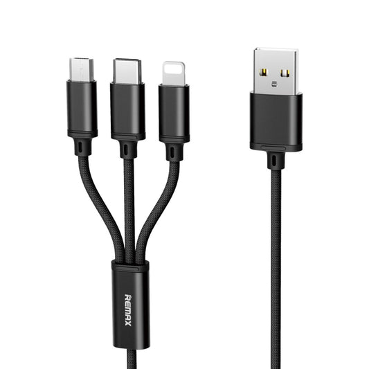 REMAX RC-131TH 1m 2.8A 3 in 1 USB to 8 Pin & USB-C / Type-C & Micro USB Charging Cable(Black) - Multifunction Cable by REMAX | Online Shopping UK | buy2fix
