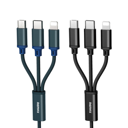 REMAX RC-131TH 1m 2.8A 3 in 1 USB to 8 Pin & USB-C / Type-C & Micro USB Charging Cable(Black) - Multifunction Cable by REMAX | Online Shopping UK | buy2fix