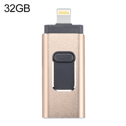 easyflash RQW-01B 3 in 1 USB 2.0 & 8 Pin & Micro USB 32GB Flash Drive(Gold) - U Disk & Card Reader by buy2fix | Online Shopping UK | buy2fix