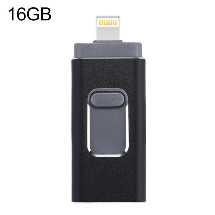 easyflash RQW-01B 3 in 1 USB 2.0 & 8 Pin & Micro USB 16GB Flash Drive(Black) - U Disk & Card Reader by buy2fix | Online Shopping UK | buy2fix