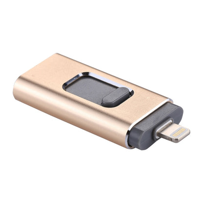 easyflash RQW-01B 3 in 1 USB 2.0 & 8 Pin & Micro USB 16GB Flash Drive(Gold) - U Disk & Card Reader by buy2fix | Online Shopping UK | buy2fix