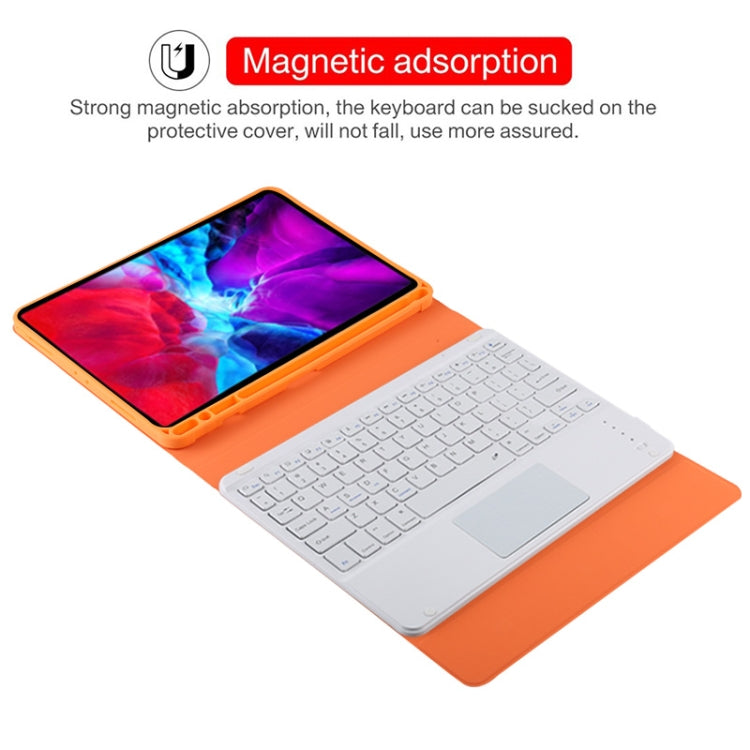 TG11BC Detachable Bluetooth White Keyboard Microfiber Leather Tablet Case for iPad Pro 11 inch (2020), with Touchpad & Pen Slot & Holder (Orange) - For iPad Pro by buy2fix | Online Shopping UK | buy2fix